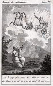 Elia si alza in cielo, circa 1880 (incisione) da . .