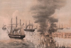Esplosione della lanterna di Ancona sul lato del mare, assedio di Ancona da William Walcutt