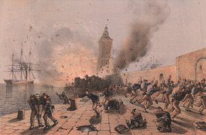 Esplosione del barile di polvere della lanterna, assedio di Ancona da William Walcutt