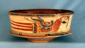 Vaso funerario trovato nella tomba 5 di Balamku, periodo classico iniziale (300-600 d.C.) (terracotta) da Hippolyte Lalaise Devéria