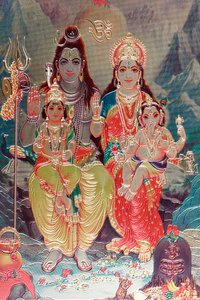 Dio Shiva e dea Parvati con il loro figlio Ganesha da . .