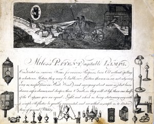 Lampade brevettate agibili di Miles, c 1790 da Frederick (attr. to) Barnard