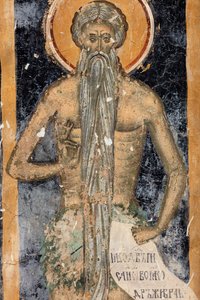 Monastero (manastirea Sucevita). La chiesa. Esterno. Il coro. Parte ovest. Pittura murale. da . .