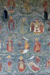 Monastero (manastirea Sucevita). La chiesa. Esterno. Muro sud. Pittura murale da . .