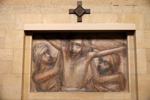Abbazia trappista di Orval, Belgio. Chiesa. Via Crucis. 11ª stazione