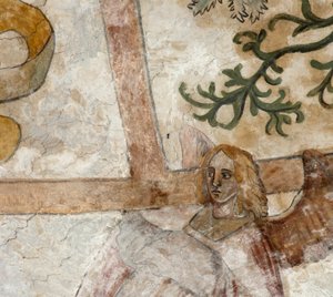 Chiesa parrocchiale (Parochiekerk Sint-Martinus). Interno. Croce nord. Gli affreschi sulle volte. da . .