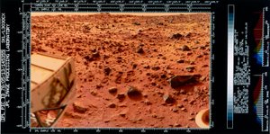 Navicella spaziale, USA, Viking Primo piano del paesaggio marziano dal Viking 1 Lander da Ferdinand Georg Waldmuller