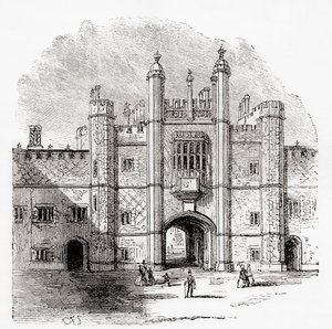 Il portale del Eton College, Eton, Berkshire, Inghilterra, visto nel XIX secolo da . .