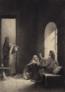 Gesù a casa di Marta e Maria da after Albert Robida