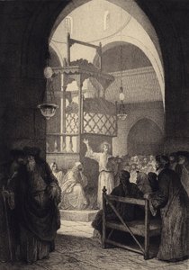 Gesù nella sinagoga da after Albert Robida