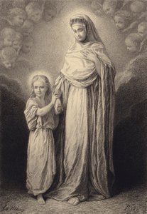Il bambino Gesù e sua madre da after Albert Robida