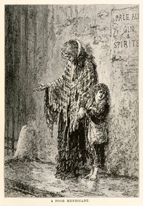 Un povero mendicante, da Il giro del mondo in ottanta giorni di Jules Verne (1828-1905) inciso da Louis Dumont (n.1822), 1873 da after Alphonse Marie de Neuville