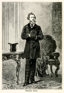 Phileas Fogg, da Il giro del mondo in ottanta giorni di Jules Verne (1828-1905) inciso da Louis Dumont (n.1822), 1873