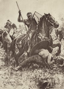 Cavalleria ausiliaria che attacca tribù germaniche da after Amedee Forestier