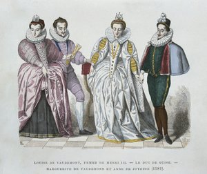 Luisa di Lorena-Vaudemont (1553-1601), moglie di Enrico III, Duca di Guisa (1549-88), Margherita di Vaudemont (1564-1625) e Anna di Gioiosa (1561-87) da after Chevignard