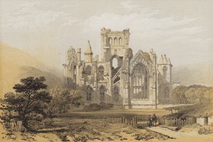 Abbazia di Melrose, da est da after David Roberts