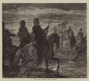 Cavalleria turca che guada un fiume da after Edmond Morin