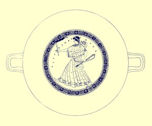 Artemide con arco, freccia e torcia, illustrazione da Pitture di vasi greci di J. E. Harrison e D. S. MacColl, pubblicato nel 1894