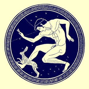 Ragazzo e lepre, illustrazione da Pitture di vasi greci di J. E. Harrison e D. S. MacColl, pubblicato nel 1894 da after English School