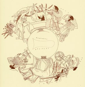 Eracle ed Euristeo, illustrazione da Pitture di vasi greci di J. E. Harrison e D. S. MacColl, pubblicato nel 1894 da after English School