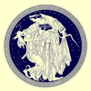 Peleo e Teti, illustrazione da Pitture di vasi greci di J. E. Harrison e D. S. MacColl, pubblicato nel 1894