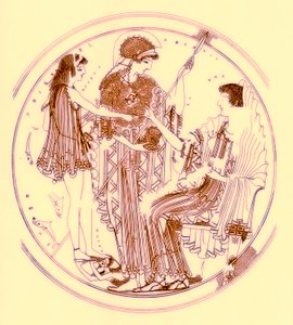 Teseo e Anfitrite, illustrazione da Pitture di vasi greci di J. E. Harrison e D. S. MacColl, pubblicato nel 1894 da after English School