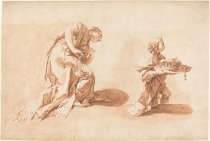 Donna in ginocchio con un bruciatore di incenso e un paggio che tiene una corona e uno scettro da after Giovanni Battista Pittoni the younger Anton Kern