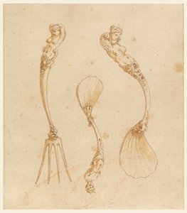 Design per una forchetta e due cucchiai da after Giulio Romano