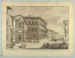 Veduta di Firenze, tavola da "Scelta di XXIV Vedute delle principali contrade, piazze, chiese, e palazzi della Città di Firenze" da after Giuseppe Zocchi