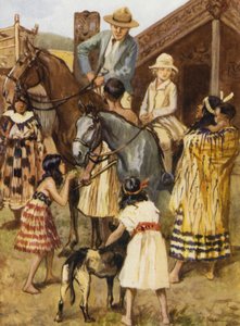 Visitatori in un villaggio modello Maori da after Gordon Frederick Browne