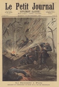 Attacco anarchico con bomba a una stazione di polizia di Parigi da after Henri Meyer