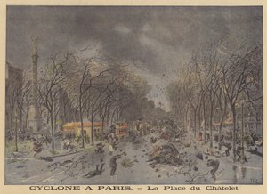 Danni della tempesta in Place du Chatelet, Parigi da after Henri Meyer