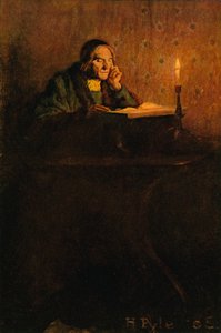Un gentiluomo ordinato e rinsecchito seduto a una scrivania da after Howard Pyle