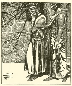 Sir Kay interrompe le meditazioni di Sir Percival da after Howard Pyle