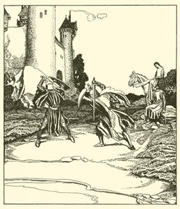 Sir Lancillotto combatte con Sir Turquine da after Howard Pyle