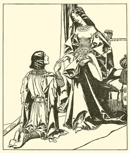 Sir Lancillotto saluta la Regina Ginevra da after Howard Pyle