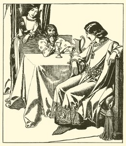 Sir Lancillotto siede con Sir Hilaire e Croisette da after Howard Pyle