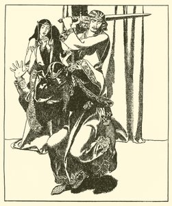Sir Tristram assalta re Mark da after Howard Pyle