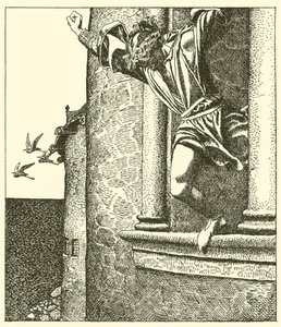 Sir Tristram salta in mare da after Howard Pyle