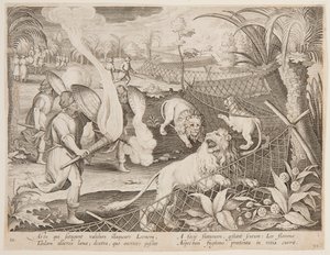 Trappola per leoni da after Jan van der Straet, called Stradanus