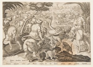 La caccia allo struzzo da after Jan van der Straet, called Stradanus