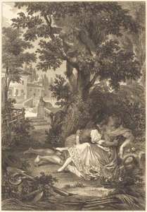 La gageure des trois commeres: Le poirier da after Jean Baptiste Mallet