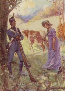 Guidando una mucca davanti a sé, Laura Secord passò le sentinelle americane da after Joseph Ratcliffe Skelton