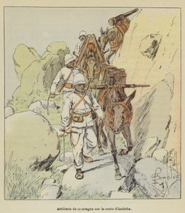 Artiglieria di montagna sulla strada di Andriba da after Louis Charles Bombled