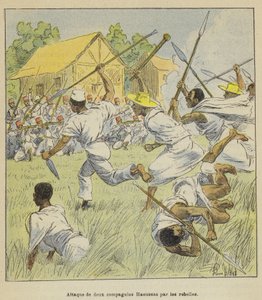 Attacco di due compagnie Haoussas da parte dei ribelli da after Louis Charles Bombled