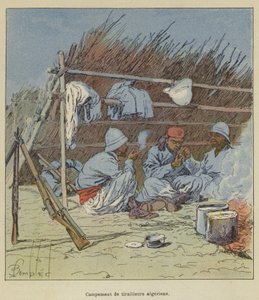 Accampamento di tiratori algerini da after Louis Charles Bombled