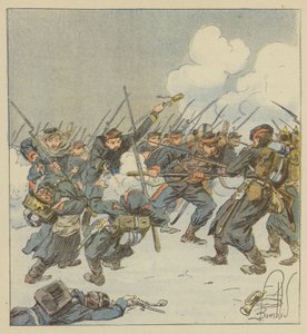 Carica alla baionetta del 22º mobili (Dordogna), al combattimento di Saint-Jean-sur-Erve da after Louis Charles Bombled