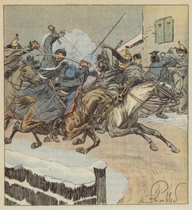 Combattimento di Nouans-le-Fuzelier, il furiere Lajersie uccide il maggiore del reggimento degli ussari di Posen da after Louis Charles Bombled