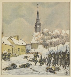 Combattimento del 62º e del 37º di marcia nel villaggio di Changé da after Louis Charles Bombled