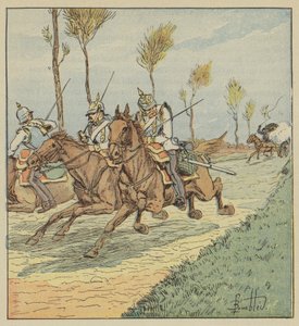 Corazzieri prussiani inseguiti dai franchi tiratori da after Louis Charles Bombled